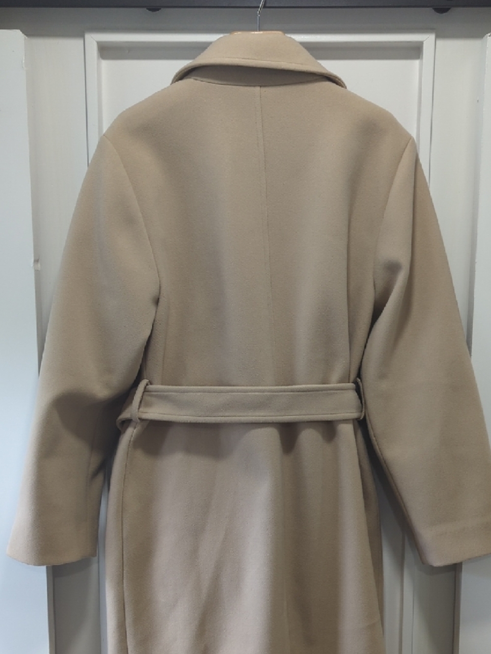 LOFT Light Beige Double Breasted Belted Pea Coat Size Small - Picture 11 of 13